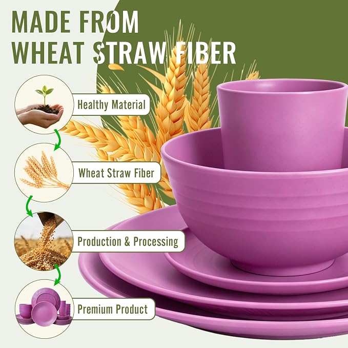Wheat Straw Dinnerware Set 40 PCS | Service - Image 9
