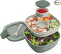 Bentgo Salad Container - 54 oz Bowl with 4-Compartment Toppings Tray, Leak-Proof Dressing Container, Reusable Fork, BPA-Free Lunch Box for Meal Prep & Food Storage; Removable Bento Tray (Khaki Green)