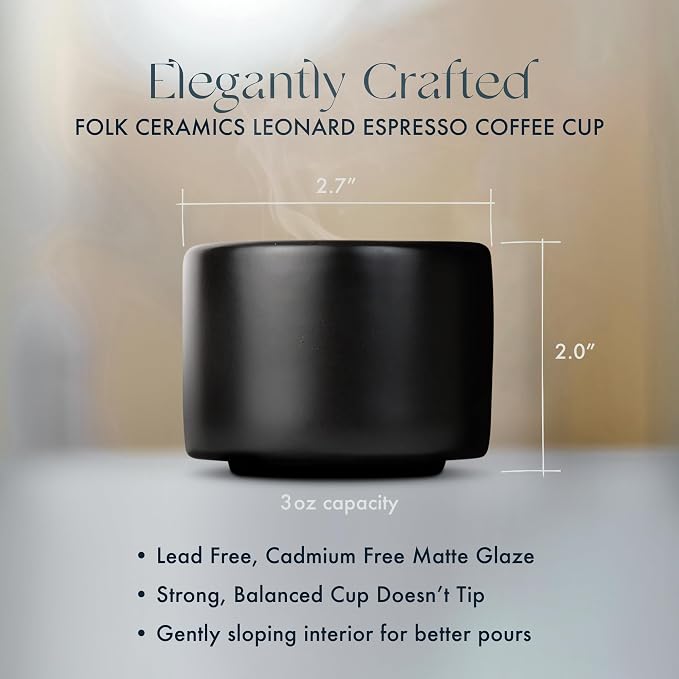Folk Ceramics Leonard Ceramic Espresso Cups, Matte Black - Image 4