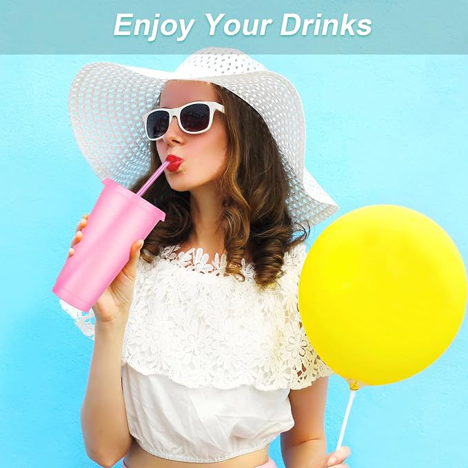 24 Pack Plastic Tumblers with Lids and Straw, Reusable Cups with Lids and - Image 5