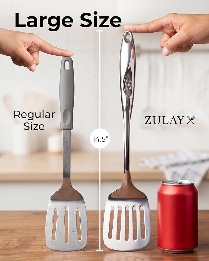Zulay Kitchen Stainless Steel Slotted Spatula Turner | 14.8” Heat-Resistant - Image 4