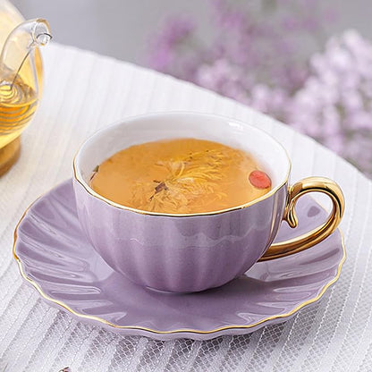 ICHAG 18-Piece Bone China Cup and Saucer Set, 7.7oz Pumpkin Coffee Cups - Image 8