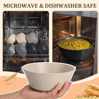PYRMONT Large Salad Bowl 36 OZ Wheat Straw Bowls Set of 8 Alternative Plastic - Image 7