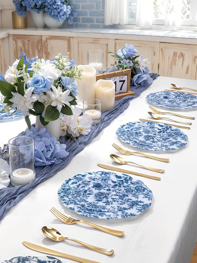 20PCS Blue Plastic Plates - Image 6