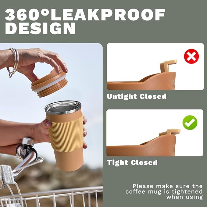 Insulated Travel Coffee Mug, Stainless Steel Coffee Cup - Image 5