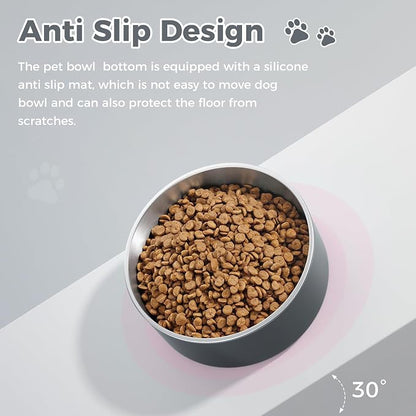 WENBOKMIN Dog Bowl, Stainless Steel Food and Water Bowl, Deep Grey | Non Slip - Image 6