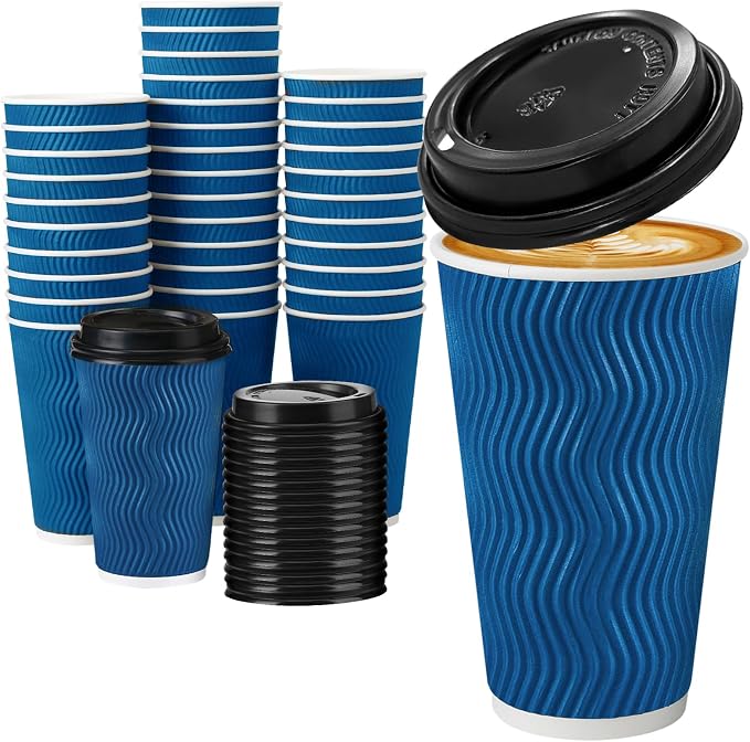 16 oz Insulated Disposable Paper Coffee Cups by Huifany