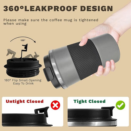 Vacuum Insulated Stainless Steel Travel Coffee Mug, Leak Proof Cup - Image 5
