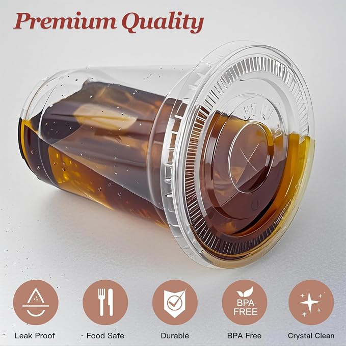 Charmount 50 Sets 16 oz Plastic Disposable Clear Cups - Image 3