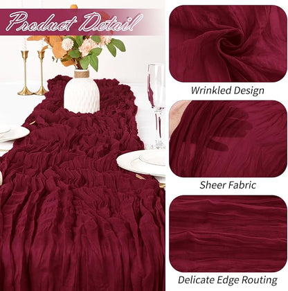 15 Pack Burgundy Cheesecloth Table Runner 17 x 108 inch Cheese Cloth Table - Image 3