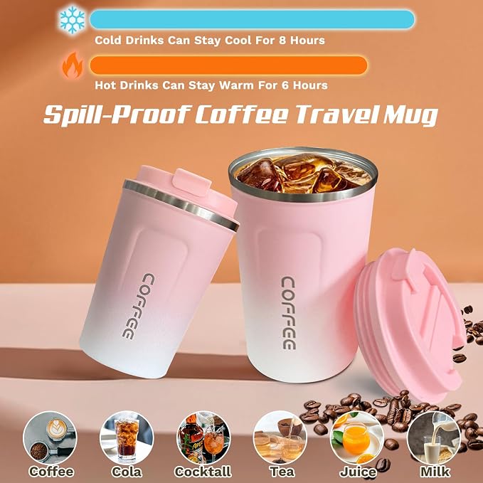 SPLMIFA Travel Coffee Mug Leak-Proof, Reusable Coffee Cups - Image 2