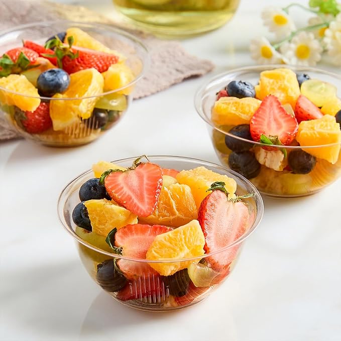 8 oz Small Clear Plastic Bowls, 100 Pack | Disposable Hard Plastic Party - Image 4