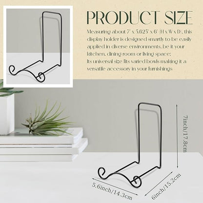 Baderke Wrought Iron Bowl Deep Platter Stand Detachable Metal Scroll Display Rack Easel Metal Bowl Display Stand Decorative Holder Dish Picture Easel(Black,1 Pcs)