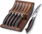 HOSHANHO Steak Knives Set of 7, 4.5 Inch Serrated Steak Knife Set with Block, Japanese High Carbon Steel Kitchen Steak Knives with Ergonomic Handle