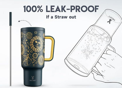 Meoky 40 oz Tumbler with Handle and Straw, Tumbler with Lid and Straw, - Image 3