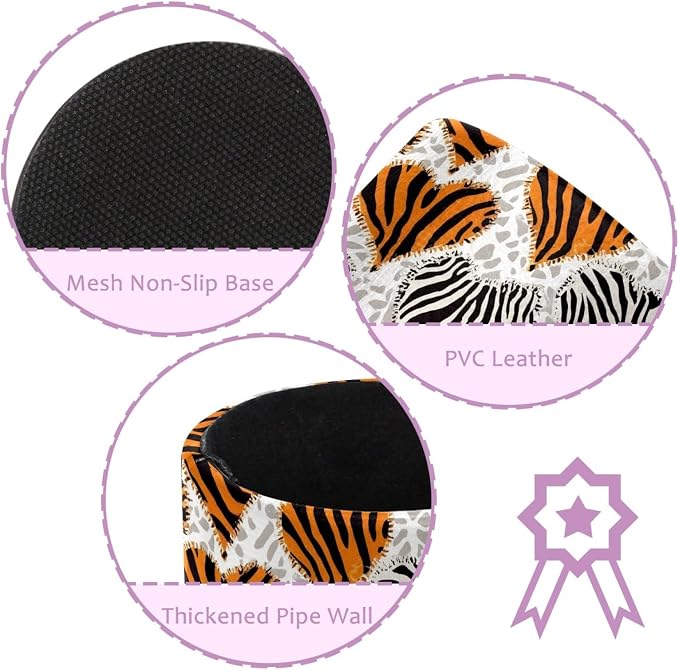 Leather Pen Holder for Desk, Tiger Zebra Print Pencil Cup Pen Organizer Makeup - Image 2