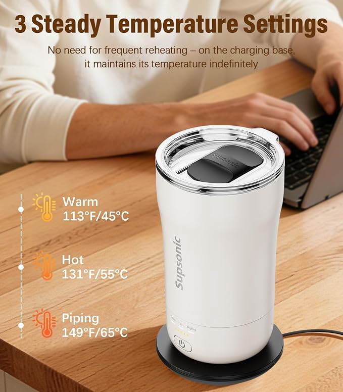 Supsonic Heated Coffee Mug, 14oz Smart Constant Temperature Travel Mug | Heat - Image 2