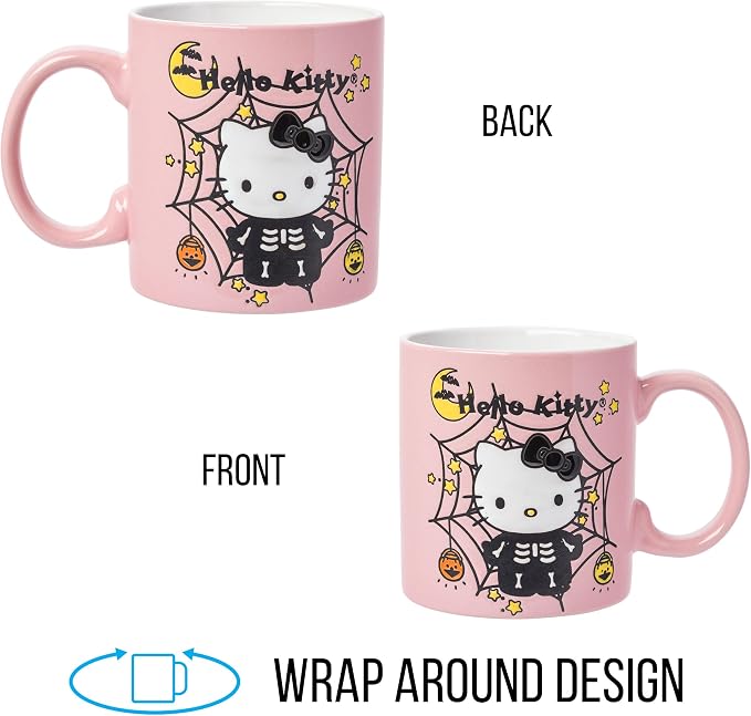 Silver Buffalo Sanrio Hello Kitty Web, Wax Resist Ceramic Pottery Mug, 20oz | - Image 6