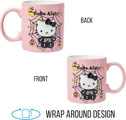 Silver Buffalo Sanrio Hello Kitty Web, Wax Resist Ceramic Pottery Mug, 20oz | - Image 6
