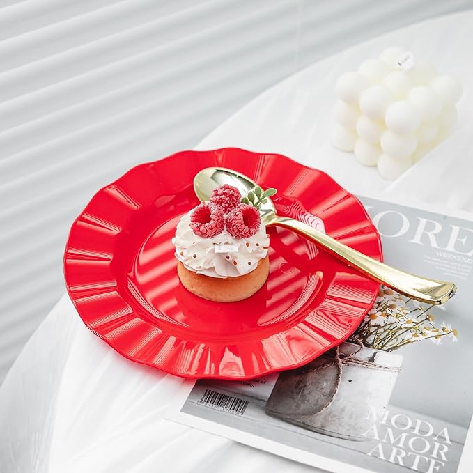 72 Pack Red Plastic Plates, Thanksgiving - Image 4