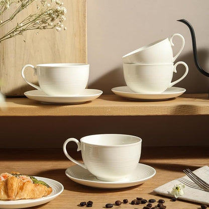 12 oz Cappuccino Cups with Saucers, Ceramic Espresso Coffee Cups Set of 4 - Image 6