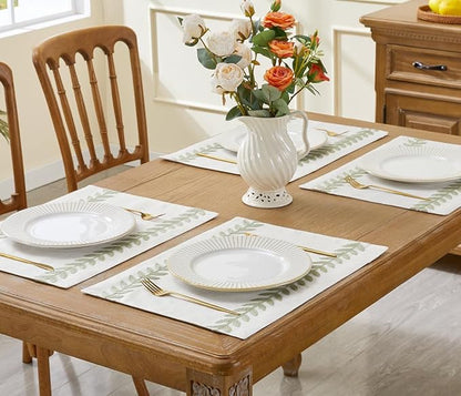 Wracra Embroidered Place Mats, Sage Green Rustic Placemats Set of 4 | Macrame - Image 5