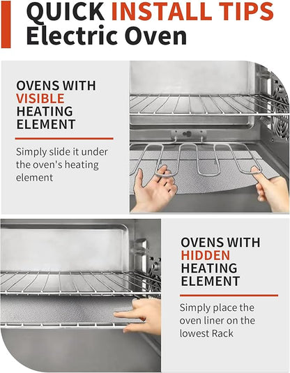 3 Pack Oven Liners for Bottom of Oven, 17x25" Large Heavy Duty Non-Stick Reusable Oven Mat for Electric, Gas, Toaster & Convection Ovens - BPA & PFOA Free, Dishwasher Safe, Kitchen Essentials, Copper