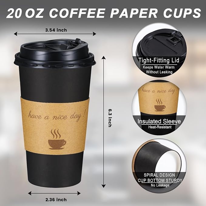Lamosi 20 oz Coffee Cups 50 Pack, Disposable To Go Paper Cups - Image 2