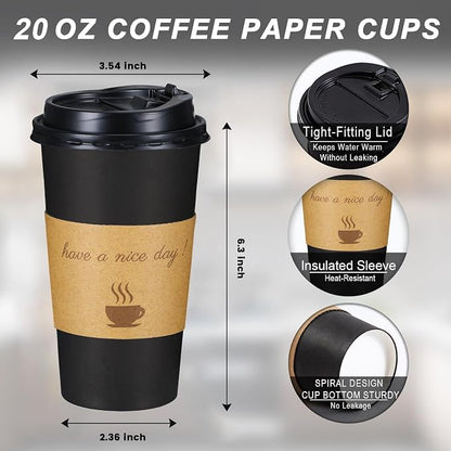 Lamosi 20 oz Coffee Cups 50 Pack, Disposable To Go Paper Cups - Image 2