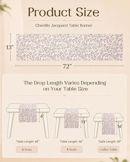 13"x 72" Jacquard Woven Chenille Table Runner, Bloom Branch | Exquisite Jacquard - Image 4