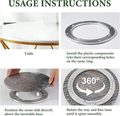Koville 12'' Marble Lazy Susan Marble Turntable for Kitchen Dinning, Lazy Susans Organizer for Cabinet, Serving Rotation Spinning Tabletop Organizer Swiveling, Spice Rack Storage(Rosso Luana)