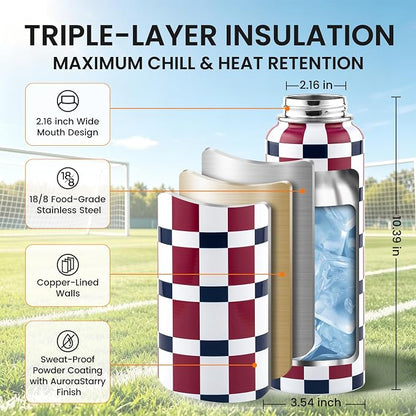 RAYMYLO Insulated Water Bottle 40 oz, Triple Wall Vacuum Stainless Steel | - Image 6
