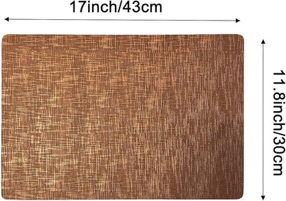 Set of 4 Faux Leather Placemats, Dual‑Sided Non‑Slip Vinyl Placemats, Washable Table Mats, Wipeable Metallic Dining Mats for Kitchen and Dining