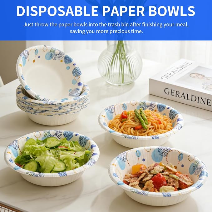 30 Count Paper Bowls 16 Oz, Bowls Disposable Heavy Duty, Soak Proof, Cut Proof - Image 4