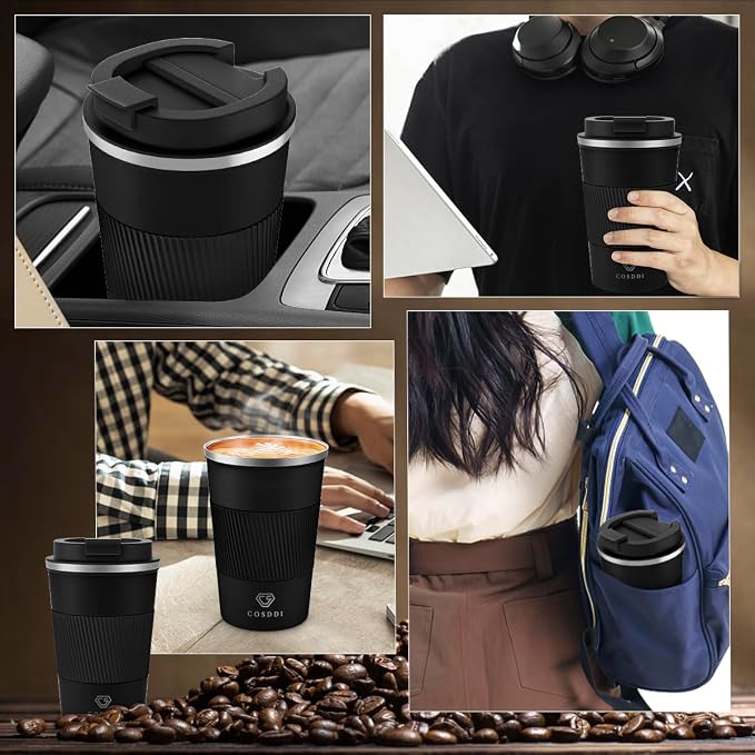 CS COSDDI 12 oz Stainless Steel Insulated Coffee Tumbler, Spill Proof Travel Mug - Image 7