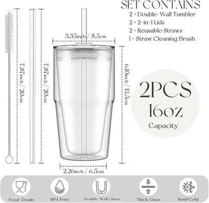 KEMORELA 16oz Clear Glass tumbler - Image 2