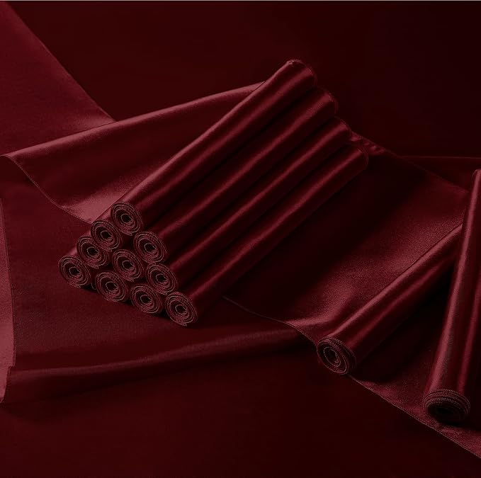 Manyshofu Maroon Satin Table Runner 12x108 - Image 2