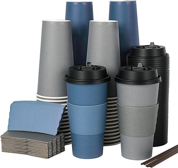 LITOPAK 100 Pack 20 oz Disposable Coffee Cups by LITOPAK