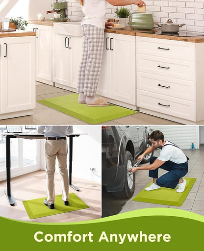 Ophanie Kitchen mats for Floor, 3/4 inch Thick, Kitchen Rugs, 20''x39'' Anti Fatigue Standing Cushioned Mat, Waterproof,Comfort Ergonomic mat for Office, Home, Sink, Green Non-Slip Bottom