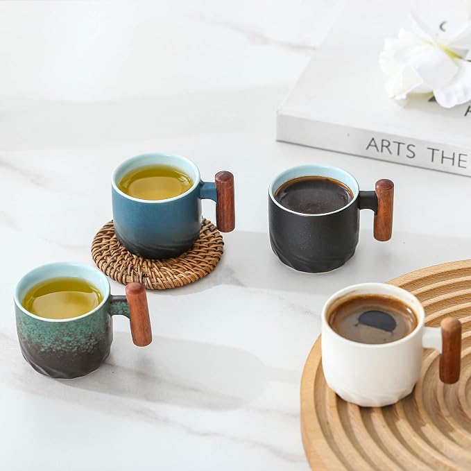 Zurucily Porcelain Espresso Cups Set of 2, Small Tea Cups, 2 oz Ceramic - Image 4