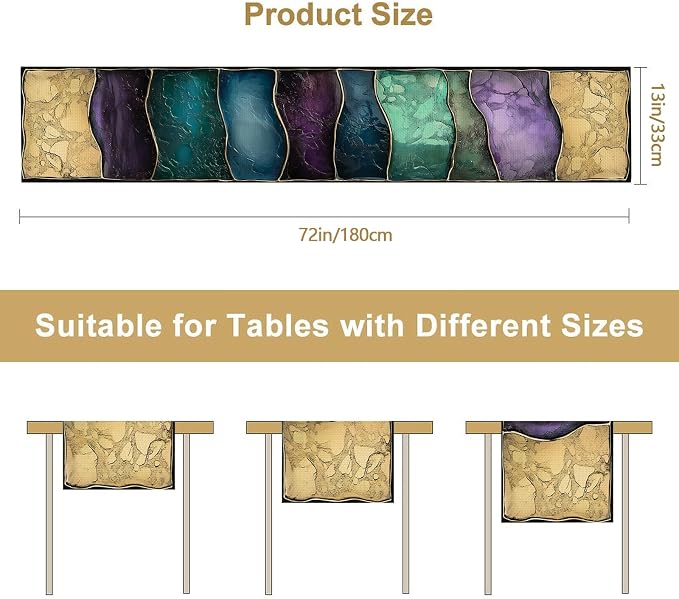 Purple Marblre Burlap Table Runner Seasonal Spring Fall Kitchen Dining Linen - Image 6