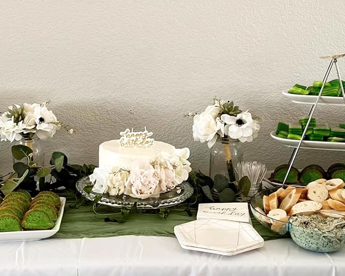 Moss Green Cheesecloth Table Runner 35x120 Inch 10FT Long Rustic Boho Olive - Image 8