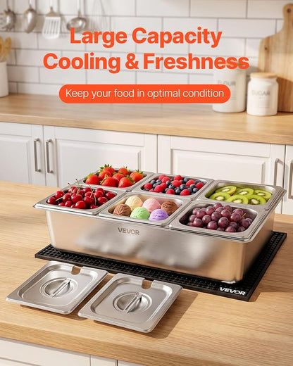 VEVOR Countertop Food Serving Display Container, Stainless Steel Food Salad - Image 4
