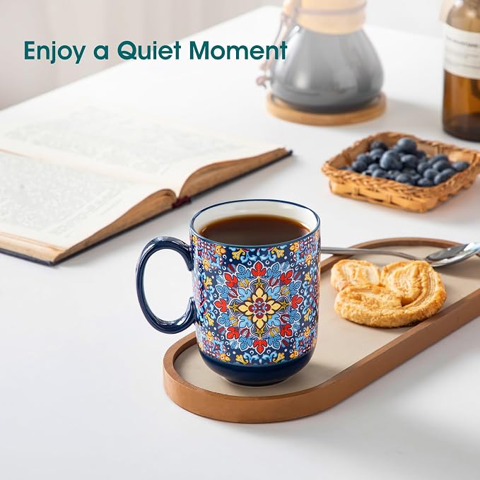 vancasso Simi Boho Coffee Mugs Set of 6, 14 oz Ceramic Mugs - Image 6