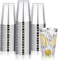BESTVIP 12oz Silver Plastic Cups, 100 Pack Silver Rimmed Disposable Cups, Heavy-duty Party Cocktail Glasses for Christmas, Plastic Cups for Party, Holiday, Wedding and Birthday
