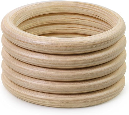 FoDau770 5pcs Natural Beech Wooden Rings, Unfinished Solid Wood Rings Heavy by FoDau770