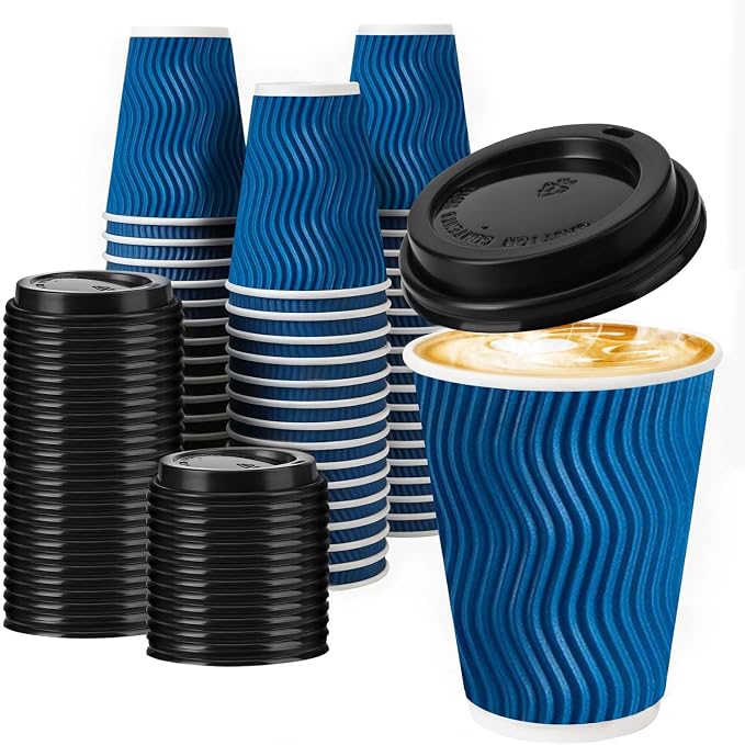 12 oz Insulated Disposable Paper Coffee Cups by Huifany