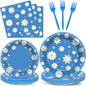 96Pcs Daisy Birthday Party Supplies Groovy Flower Paper Plates and Napkins by Justforjoyful