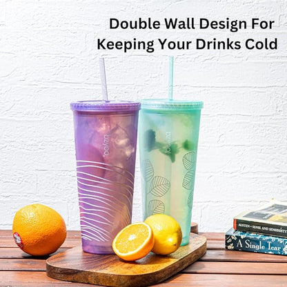 bzyoo 24oz Plastic Tumbler Cup, Lid & Straw, Iced Coffee, dishwasher safe - Image 5