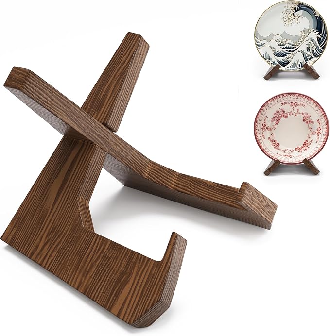 Bowl Stands for Display Large Deep Platters and Dishes, Wooden Plate Stand Deep by Aofure